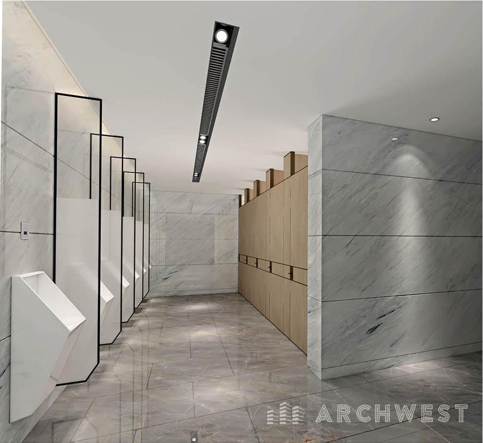 44. 3D Render of Mens Restroom